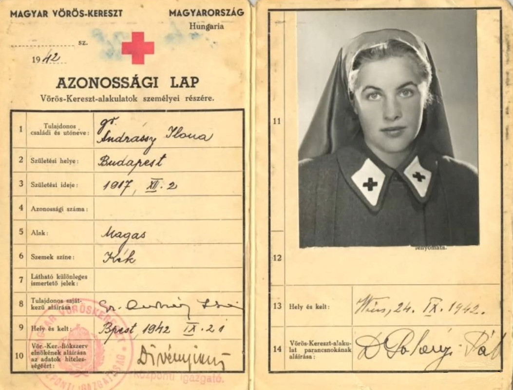 Documentación de la Cruz Roja de la Condesa Ilona Andrássy