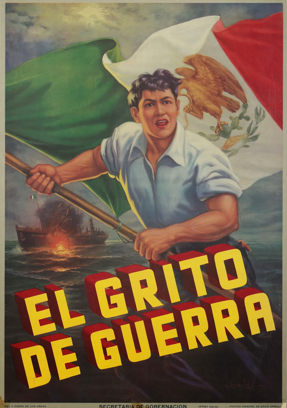 Material propagandístico mexicano usado durante la segunda guerra mundial. Mexicanos al grito de guerra