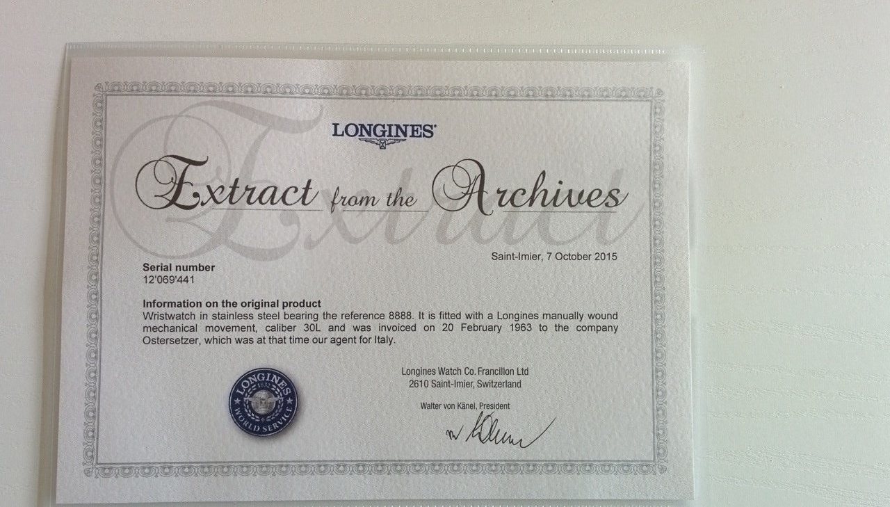 Estratto d archivio Longines