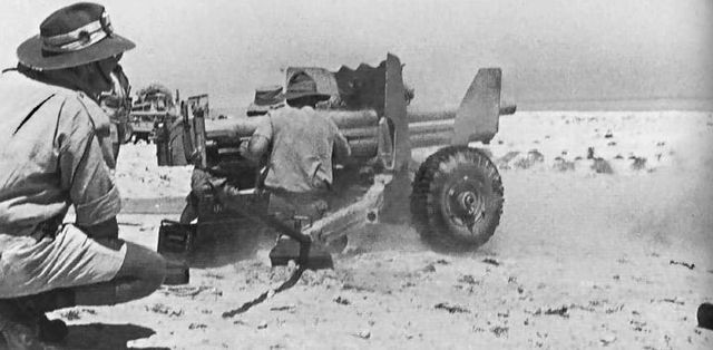 Posición antitanque australiana de 6 pdr 57 mm, en la Línea Gazala