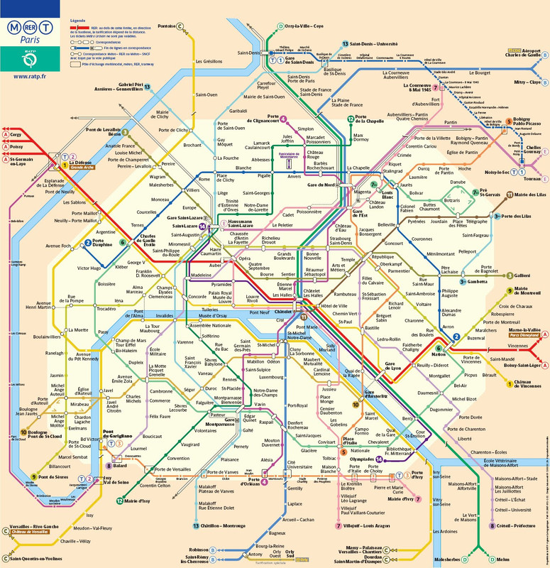 Paris Metro and RER Map